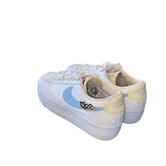 Nike Blazer Low Platform Next Nature White Blue butterfly caterpillar sneakers - Picture 4 of 14
